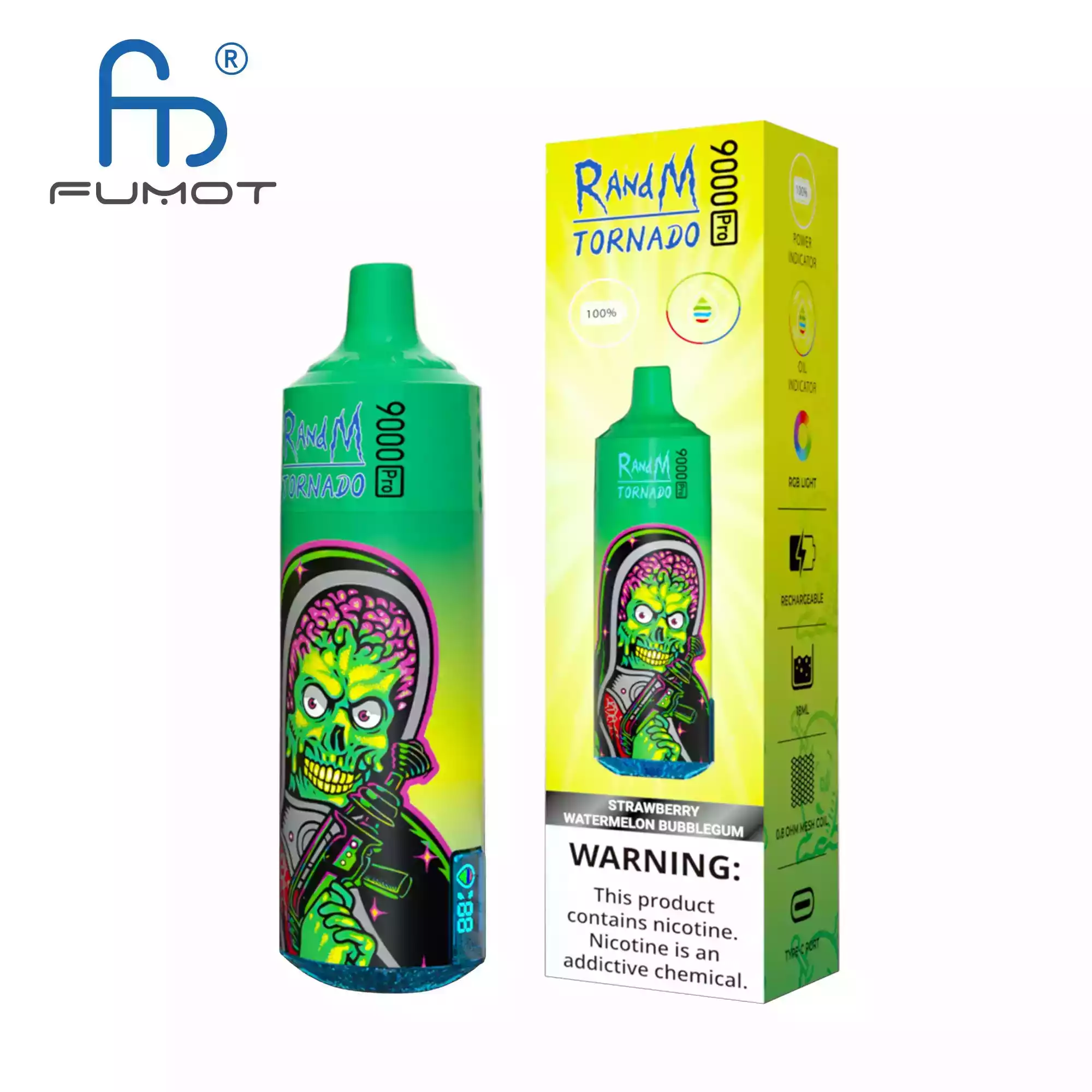 RandM Tornado 9000 Puffs Pro Strawberry Watermelon Bubblegum Smaak