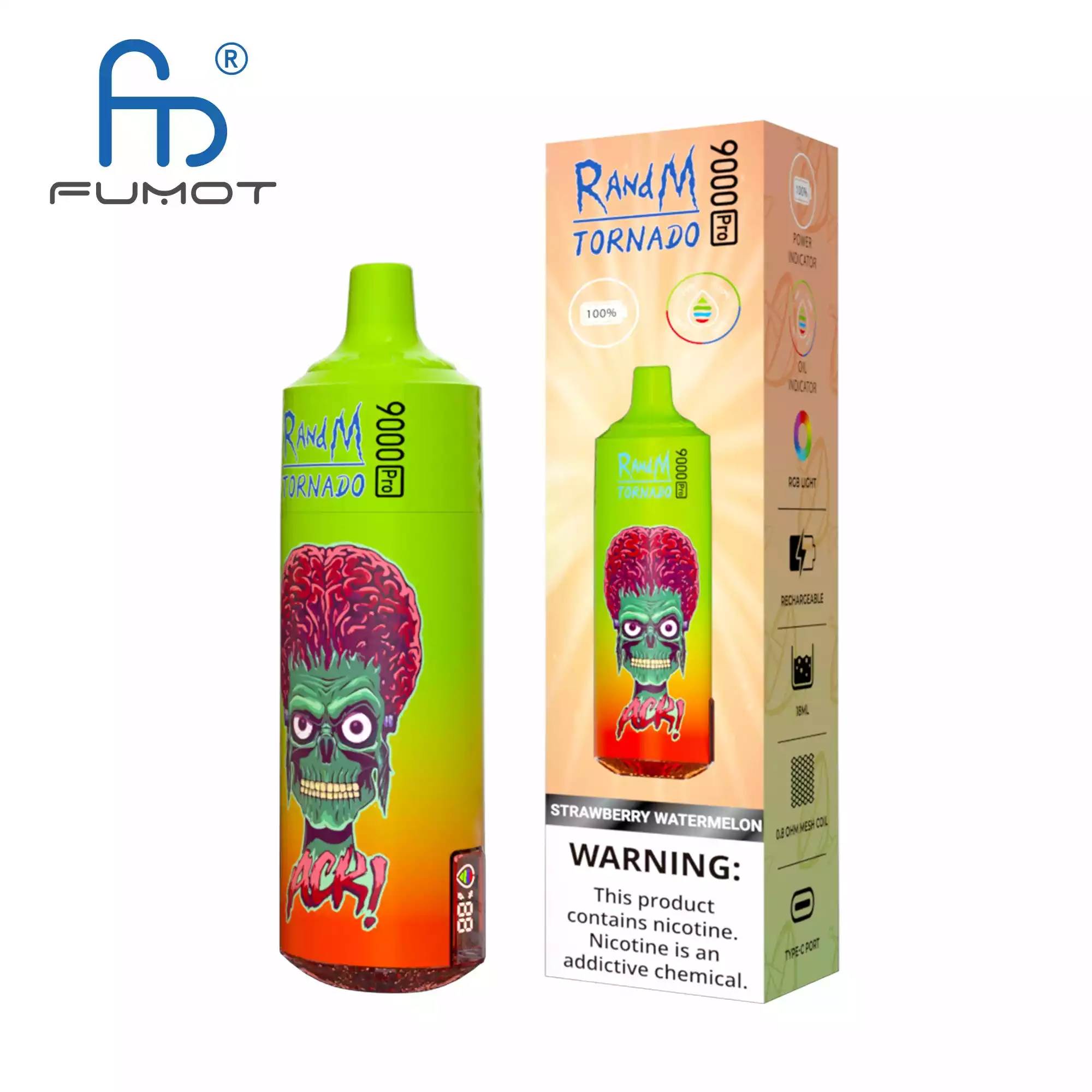 RandM Tornado 9000 Puffs Pro Vape Watermelon Bubblegum Smaak