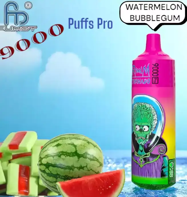 RandM Tornado 9000 Puffs Pro Vape Watermelon Bubblegum Smaak