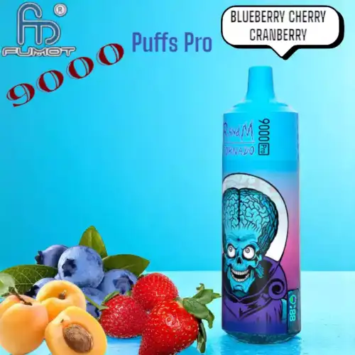 RandM Tornado 9000 Puffs Pro Verfrissende Blueberry Cherry Cranberry Smaak