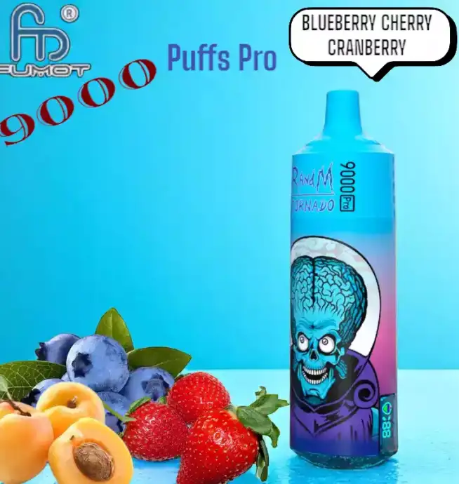 RandM Tornado 9000 Puffs Pro Verfrissende Blueberry Cherry Cranberry Smaak