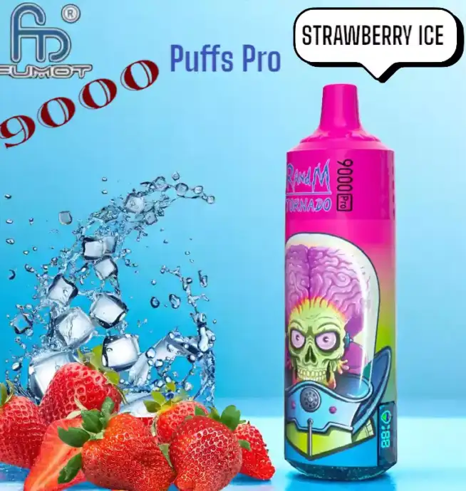 RandM Tornado 9000 Puffs Pro Verfrissende Strawberry Ice Smaak
