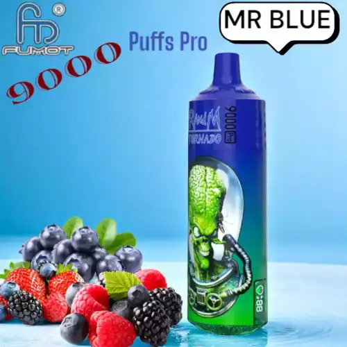 RandM Tornado 9000 Puffs Pro vape Ontdek de Verfrissende MR BLUE Smaak