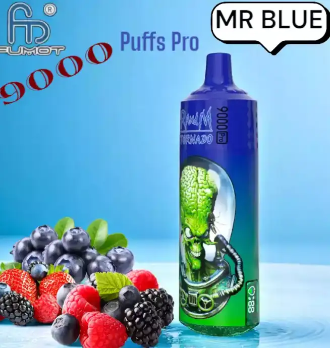 RandM Tornado 9000 Puffs Pro vape Ontdek de Verfrissende MR BLUE Smaak