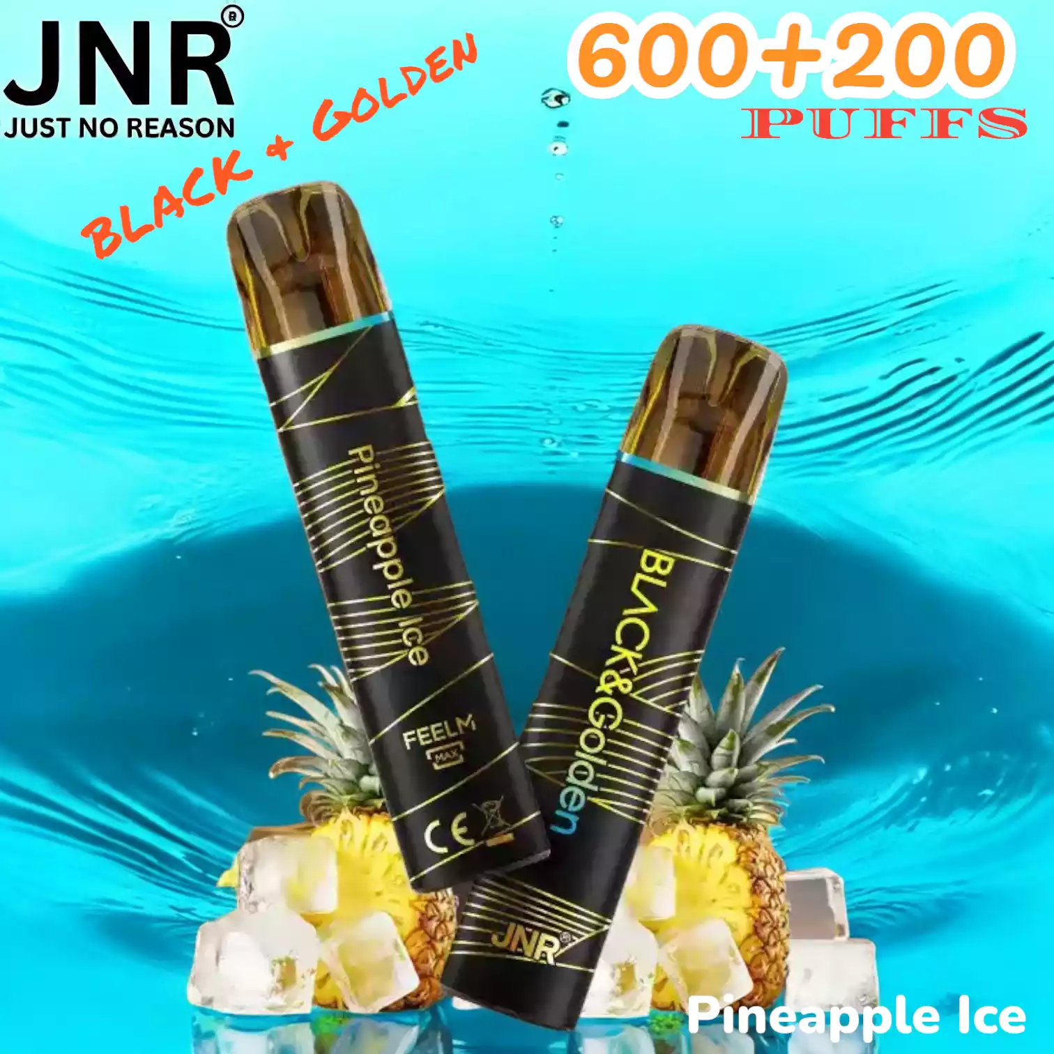 JNR BLACK & Golden 600+200 PUFF met 800 trekjes en luxe design