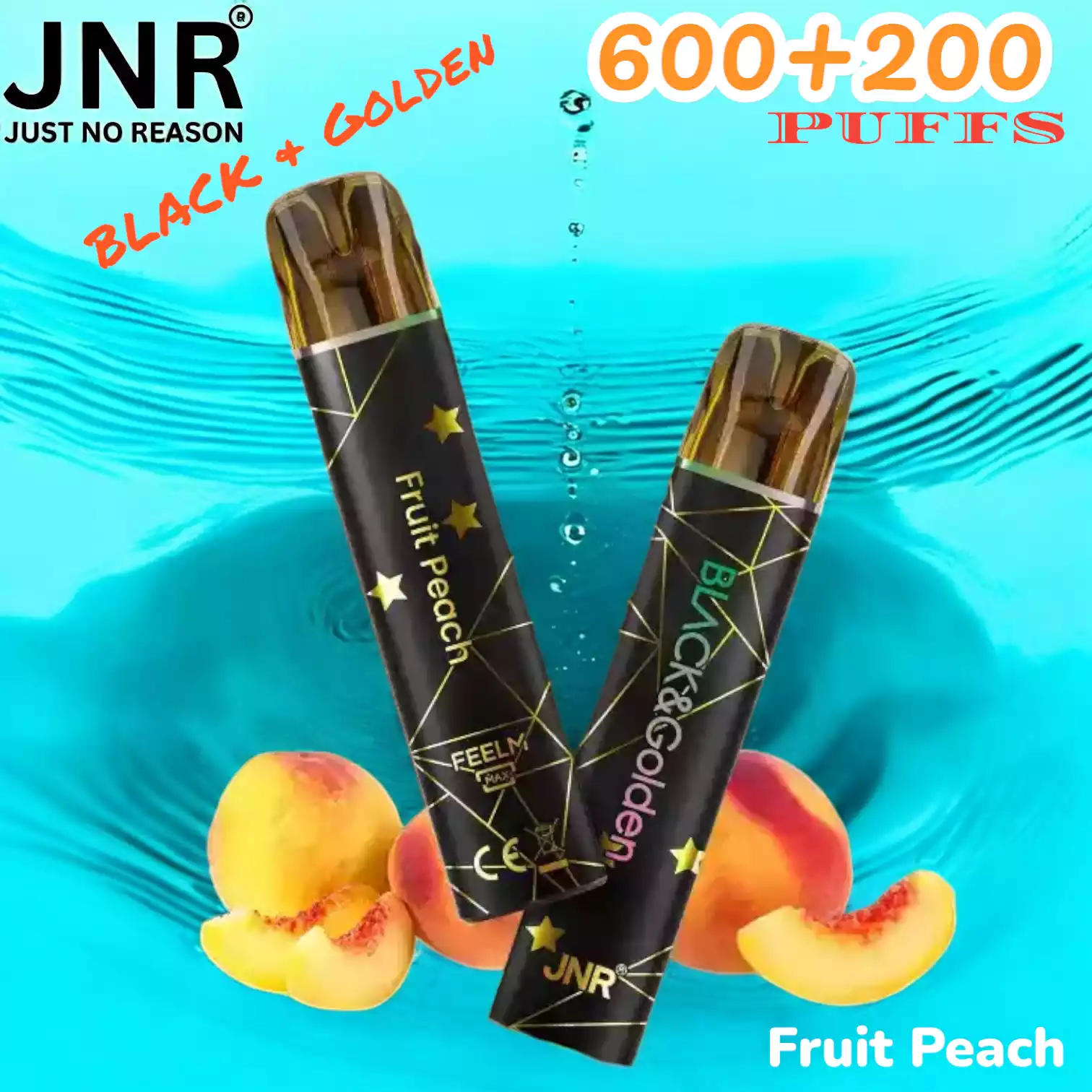 JNR BLACK & Golden 600+200 PUFF met 800 trekjes en luxe design