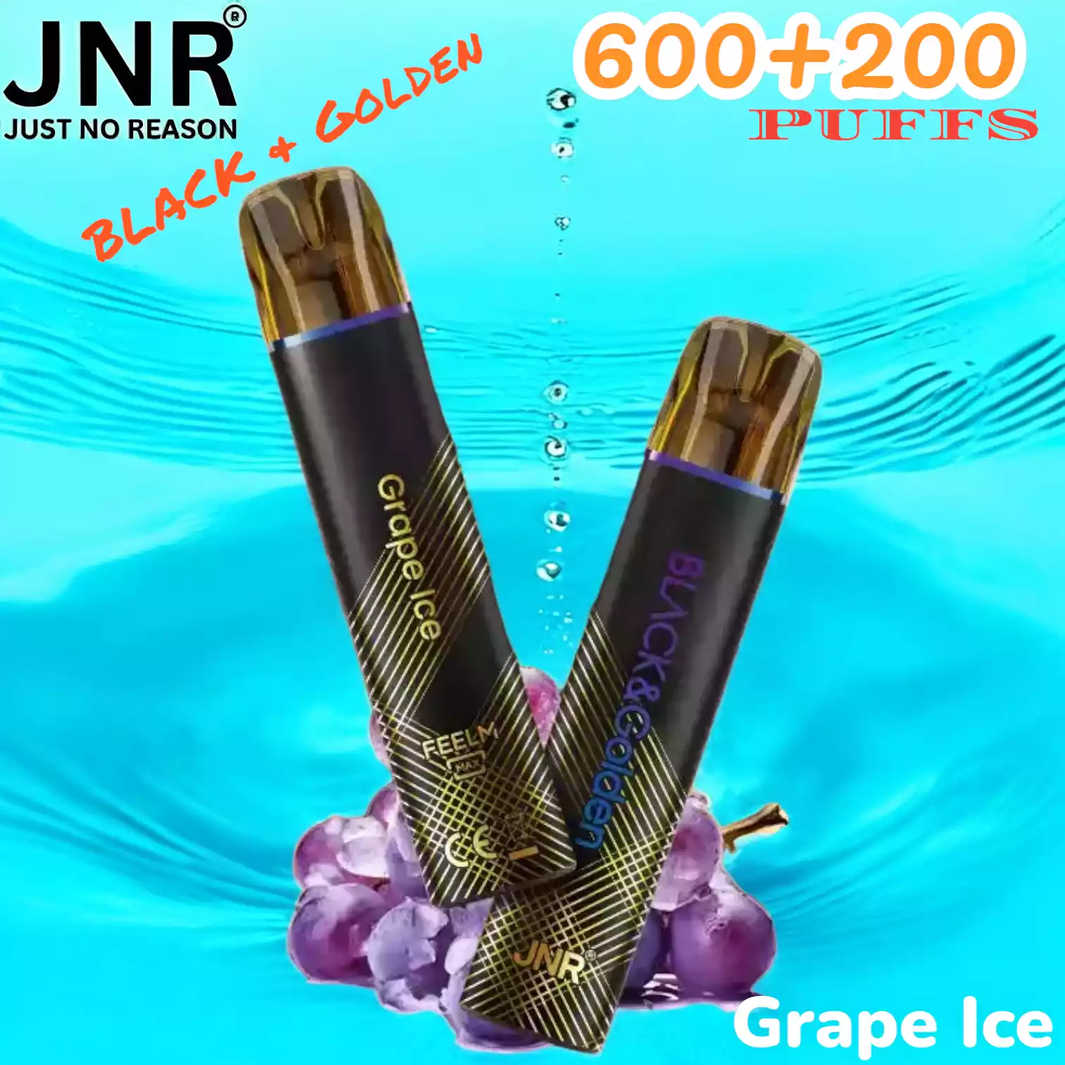 JNR BLACK & Golden 600+200 PUFF met 800 trekjes en luxe design