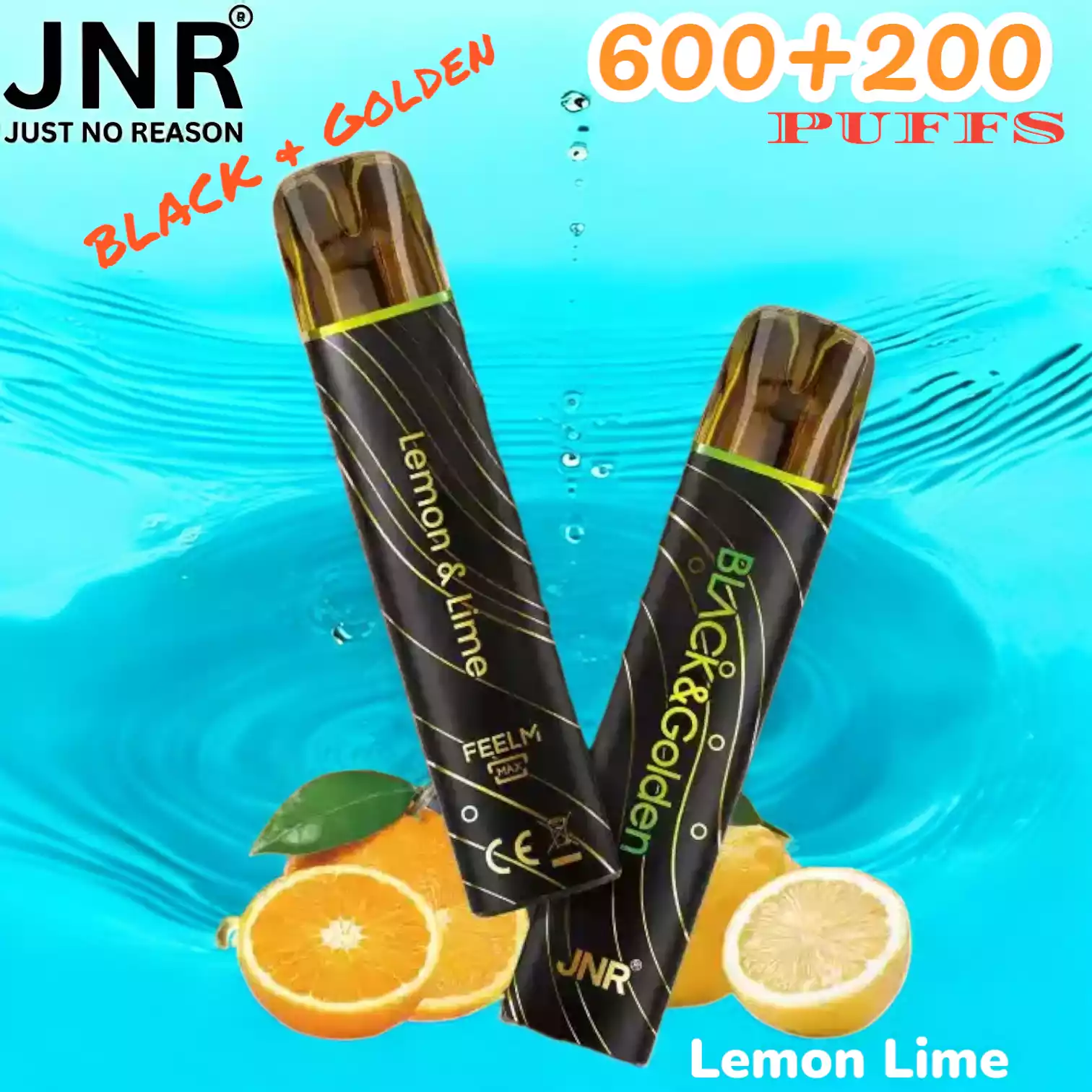 JNR BLACK & Golden 600+200 PUFF met 800 trekjes en luxe design