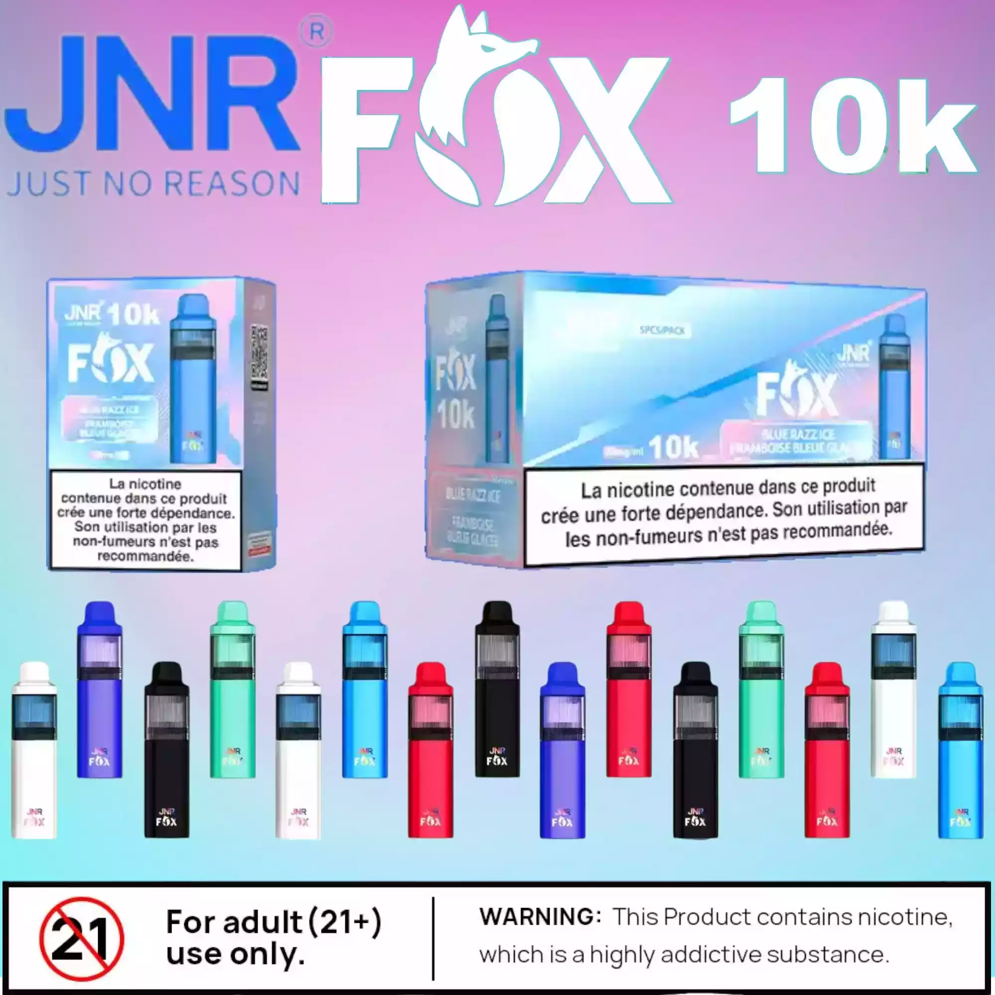 JNR FOX 10000 Puffs Vape met Navulbare Tank en USB-C Opladen