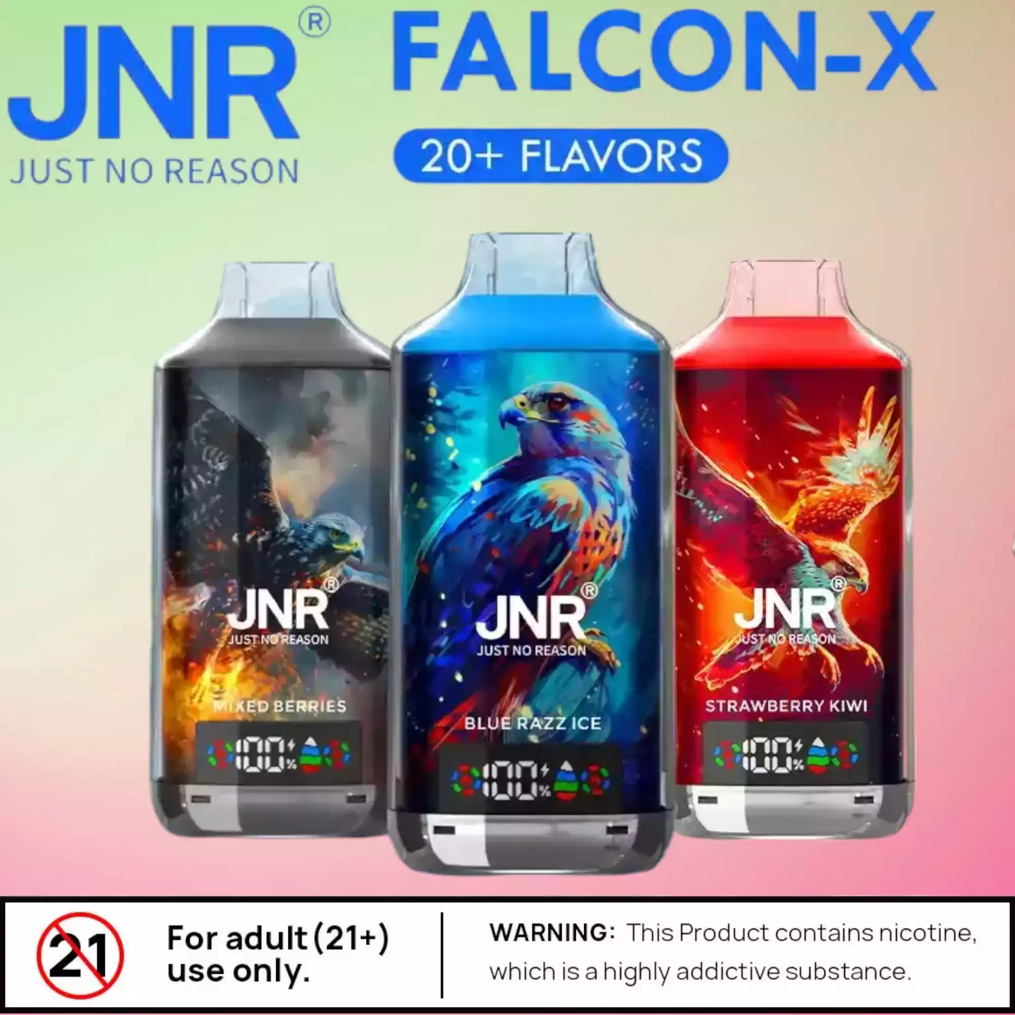 JNR Falcon-X 18000 Puffs met Display en 24ml e-liquid