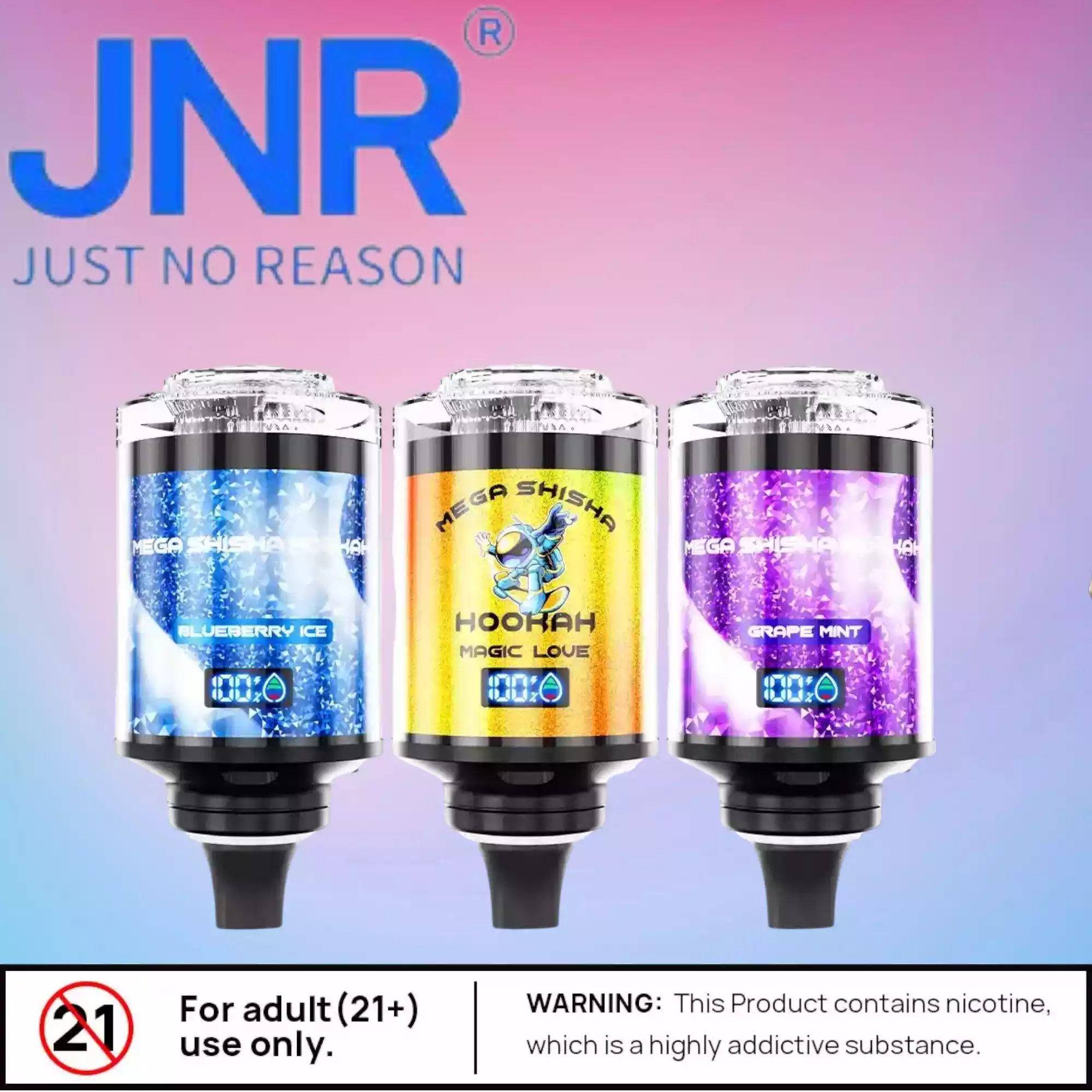 JNR Mega Shisha Hookah 100000 Puffs met Smart Screen & DTL